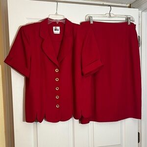 Elegant Red Women's Skirt Suit